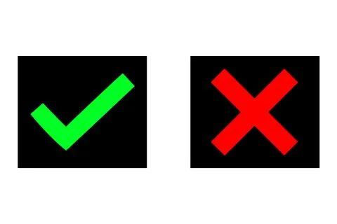 Check Mark Box Yes No Approved Disapproved Accept Rejected Right Wrong Ok N.. Stock Illustration