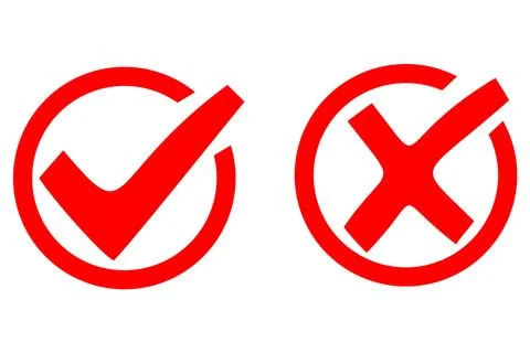 Check Mark Box Yes No Approved Disapproved Accept Rejected Right Wrong Ok N.. Stock Illustration