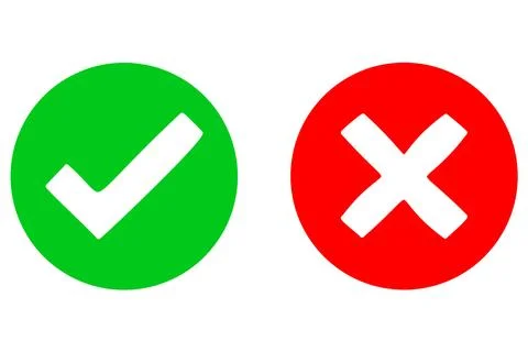 Check Mark Box Yes No Approved Disapproved Accept Rejected Right Wrong Ok N.. Stock Illustration
