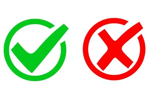 Check Mark Box Yes No Approved Disapproved Accept Rejected Right Wrong Ok N.. Stock Illustration