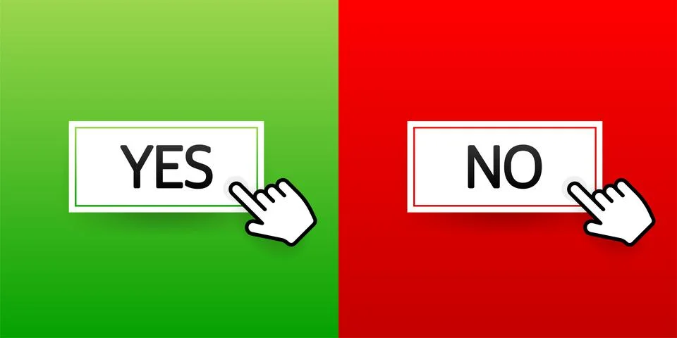 Check mark button with yes and no. Flat simple style trend modern red and green Ilustración de archivo