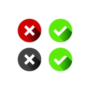 Check mark / check, x or approve &amp; deny line art vector icon for apps and websit Stock Illustration