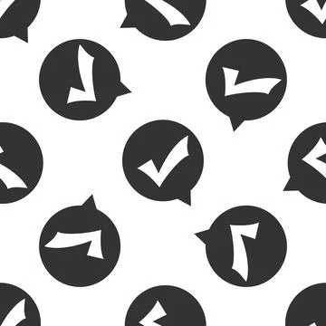 Check mark in circle icon seamless pattern on white background. Choice butt.. イラスト素材
