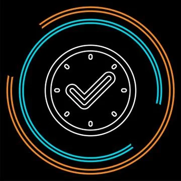Check mark clock icon, time Illustrazione stock