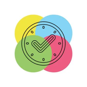 Check mark clock icon, time Illustrazione stock