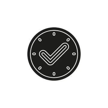 Check mark clock icon, time Illustrazione stock