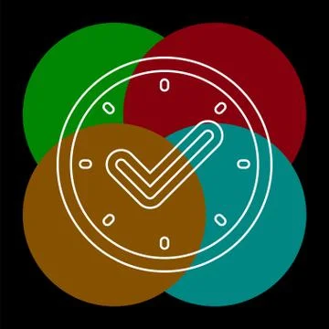 Check mark clock icon, time Stock Illustration