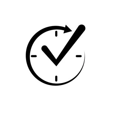 Check mark clock icon vector Stock Illustration
