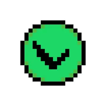 Check mark confirm agree checkmark button pixel art style green round icon Stockillustratie