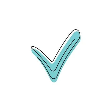 Check mark continuous line vector icon Stock Illustration