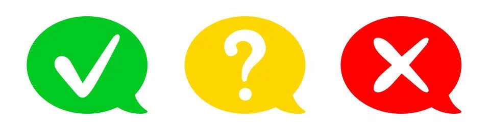 Check mark, cross and question sign. Yes, maybe and no concept 스톡 일러스트