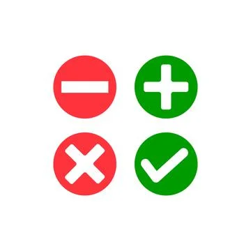 Check mark, cross, plus, minus validation button on white background. 1 스톡 일러스트