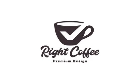 Check mark with cup coffee logo symbol vector icon illustration design Stock Illustration