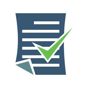 Check mark document icon logo design template Stock Illustration
