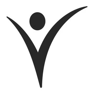 Check mark dot, logo letter v shape dancing sports man Stock Illustration