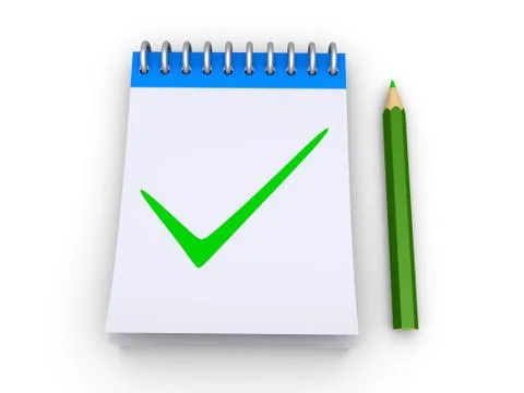 Check mark is drawn to a notepad Stock Illustration