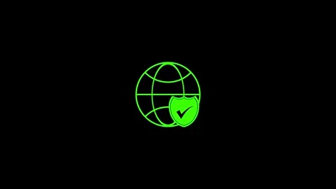 Check mark with earth globe icon on background Видео 336549268