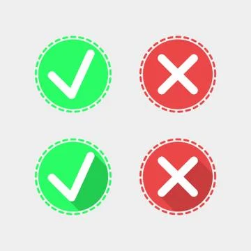 Check mark flat icons on gray background Stock Illustration