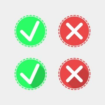 Check mark flat icons on gray background Stock-Illustration