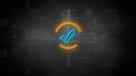 Check Mark on Flickering Neon Sign in 4K Resolution Stock Footage 119321565