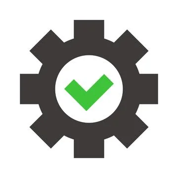 Check mark in the gear. Vector. Stock Illustration