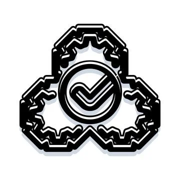 Check mark with gears connecting system mechanism Stock Illustration