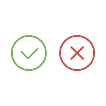Check mark green and red line icons. Vector illustration 库存插图