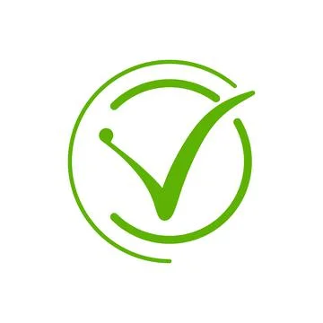 Check mark green. Approving action and choosing right solution Stock Illustration