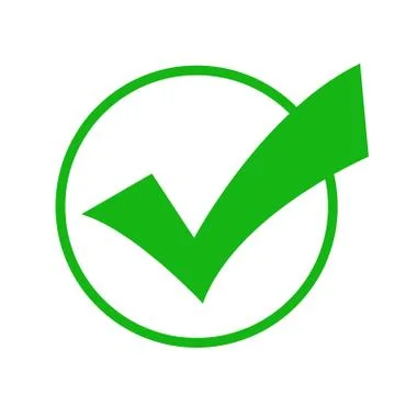 Check mark green colored in the circle. Vector Stock Illustration