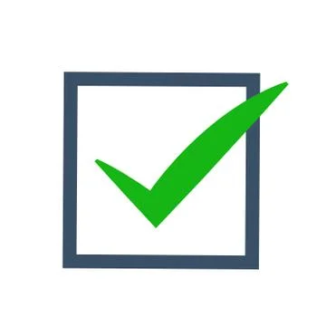 Check mark green colored in the square. Vector illustration Stock Illustration