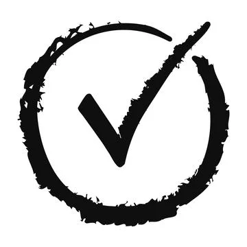 Check mark grunge texture black brush sign Stock Illustration