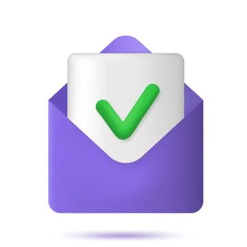 Check mark icon in 3d envelope Stock Illustration