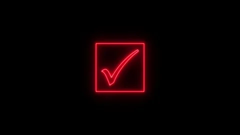 Check mark icon and tick mark icon animation.glowing neon check mark icon. Stock Footage 301701858