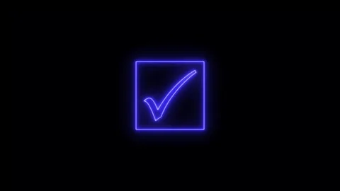 Check mark icon and tick mark icon animation.glowing neon check mark icon. Stock Footage 301701864