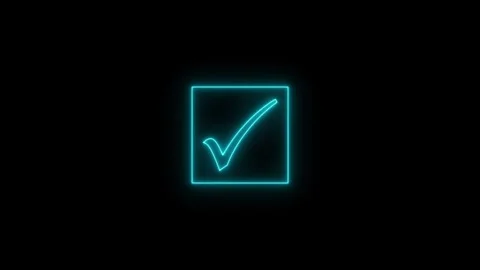 Check mark icon and tick mark icon animation.glowing neon check mark icon. Stock Footage 301701867