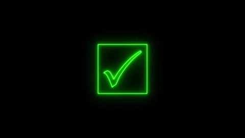 Check mark icon and tick mark icon animation.glowing neon check mark icon. Stock Footage 301701871