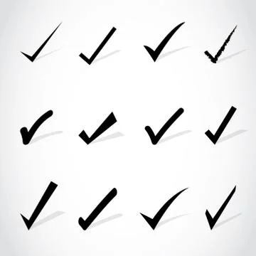 Check mark icon and Tick black confirm symbol vector Stock Illustration