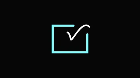 Check mark icon animation with cyan square. Check mark success and approval.. Stock Footage 337813504