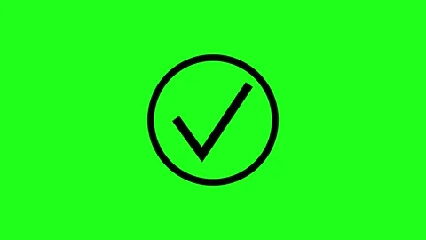 Check mark icon animation. white and black check mark with green background Stock Footage 169659673