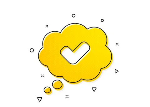 Check mark icon. Approved comic sign. Speech bubble chat. Vector Stock Illustration