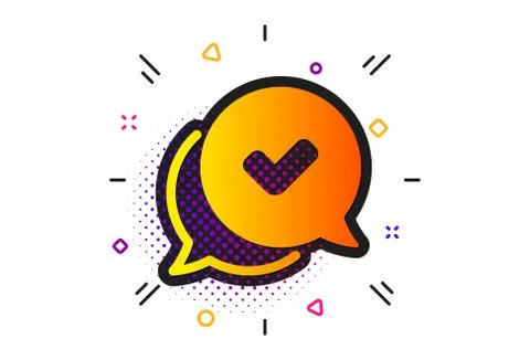 Check mark icon. Approved sign. Speech bubble chat. Vector Stock Illustration