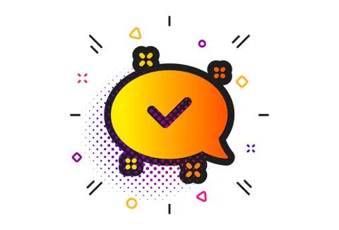 Check mark icon. Approved sign. Speech bubble chat. Vector Illustrazione stock