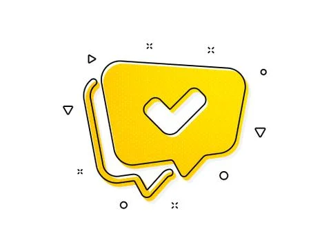 Check mark icon. Approved sign. Speech bubble chat. Vector Illustrazione stock