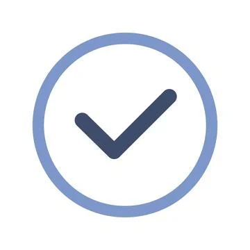 Check mark icon. Blue check mark inside a circle. Ideal for confirmation, a.. Stock Illustration