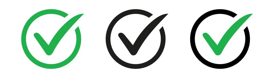 Check mark icon button set. check box icon with right and wrong buttons and yes Stock Illustration