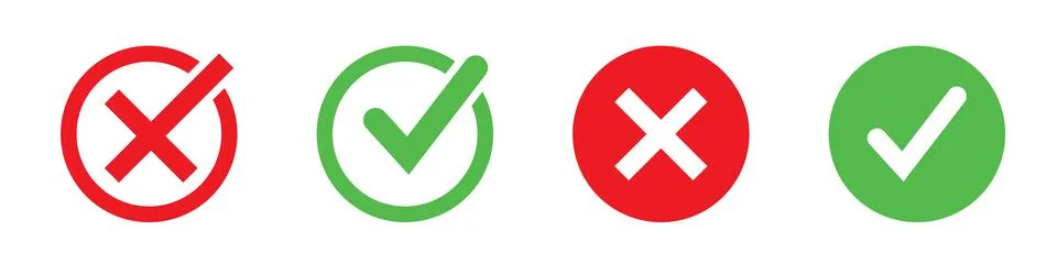 Check mark icon button set. check box icon with right and wrong buttons and yes Stock Illustration