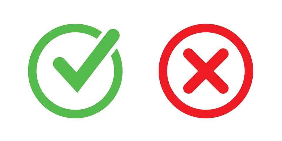 Check mark icon button set. check box icon with right and wrong buttons and yes Illustrazione stock