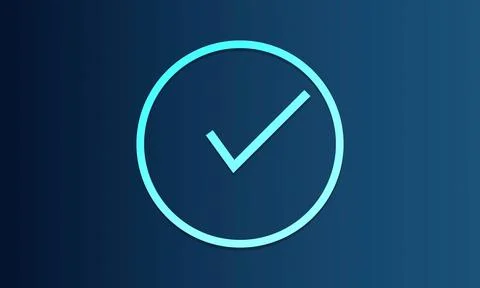 Check mark icon on gradient blue background Ilustración de archivo