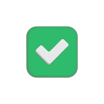 Check mark icon isolated over lime green background. 3d Stock Illustration