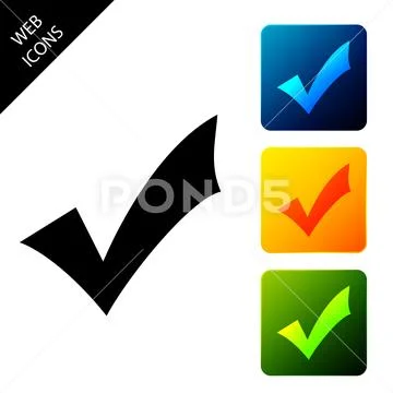 Check mark icon isolated on white background. Tick symbol. Set icons ...